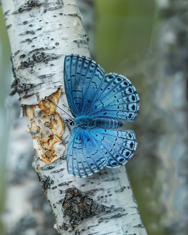 Blue Butterfly on Birch Wall Art 4