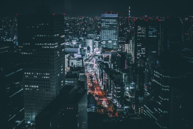 Cityscape night view of Tokyo