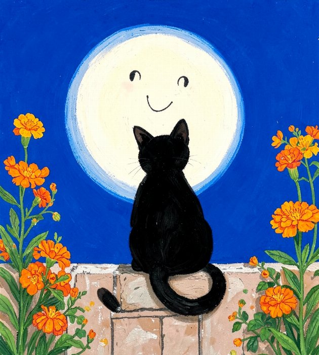Cat And Moon II