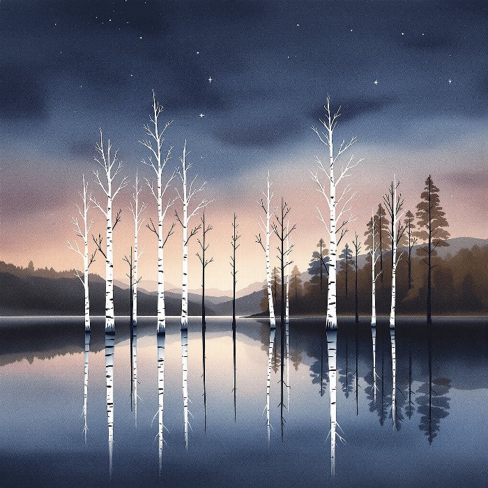 Dusk Birches