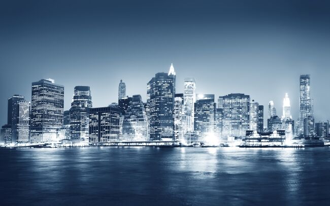 A view of New York city at night time