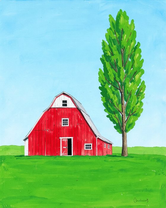 Barn And Poplar