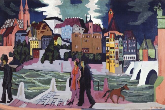 Ernst Ludwig Kirchners View of Basel and the Rhine